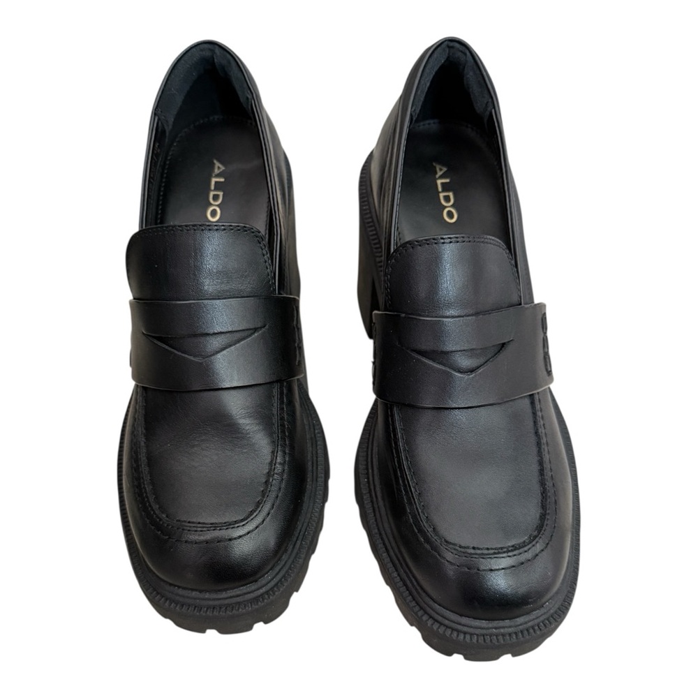 Aldo Women Chunky Penny Loafer Shoes | Size 7.5 | Faux Leather | Comfy Style